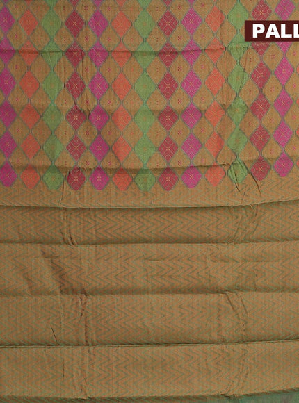 Semi chanderi saree dual shade of green and pink shade with allover thread weaves and woven border - {{ collection.title }} by Prashanti Sarees