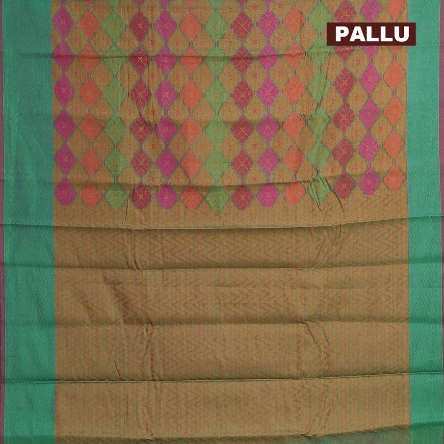 Semi chanderi saree dual shade of green and pink shade with allover thread weaves and woven border - {{ collection.title }} by Prashanti Sarees