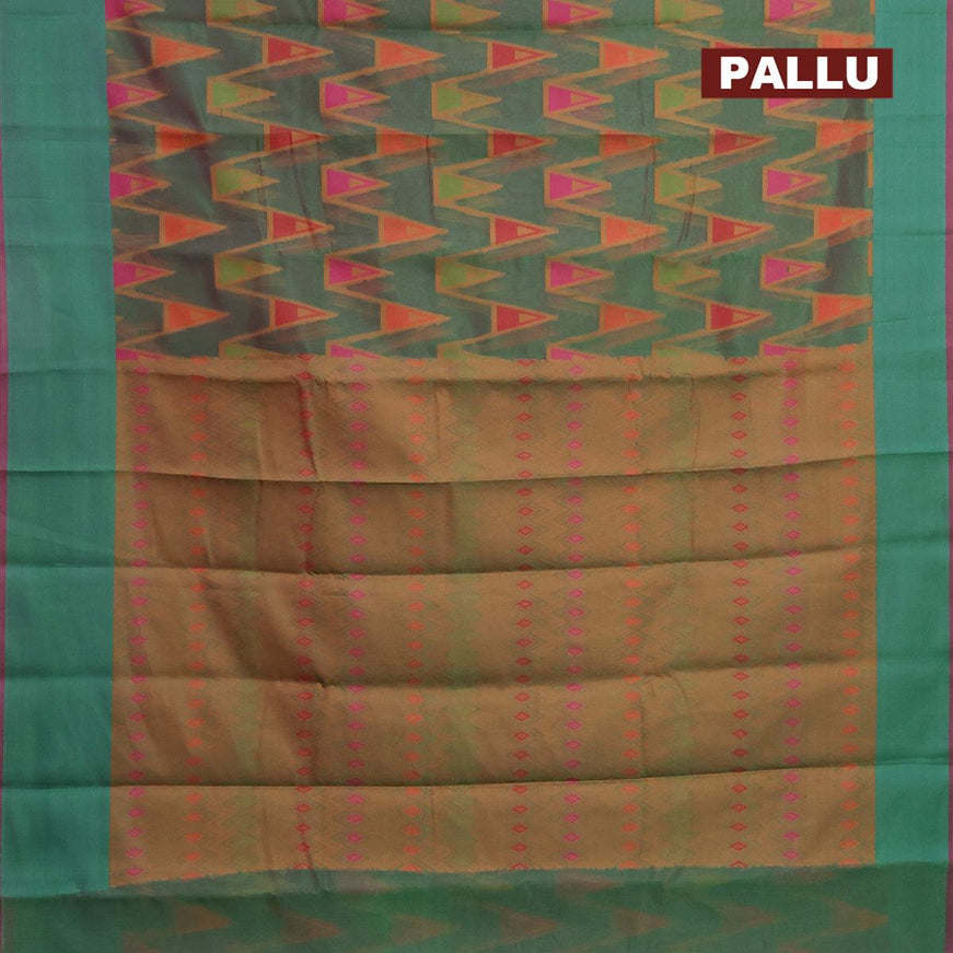 Semi chanderi saree dual shade of green and pink shade with allover thread weaves and woven border - {{ collection.title }} by Prashanti Sarees