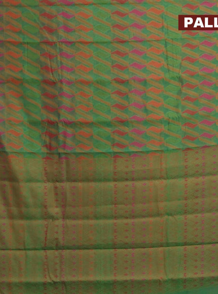 Semi chanderi saree dual shade of green and pink shade with allover thread weaves and woven border - {{ collection.title }} by Prashanti Sarees