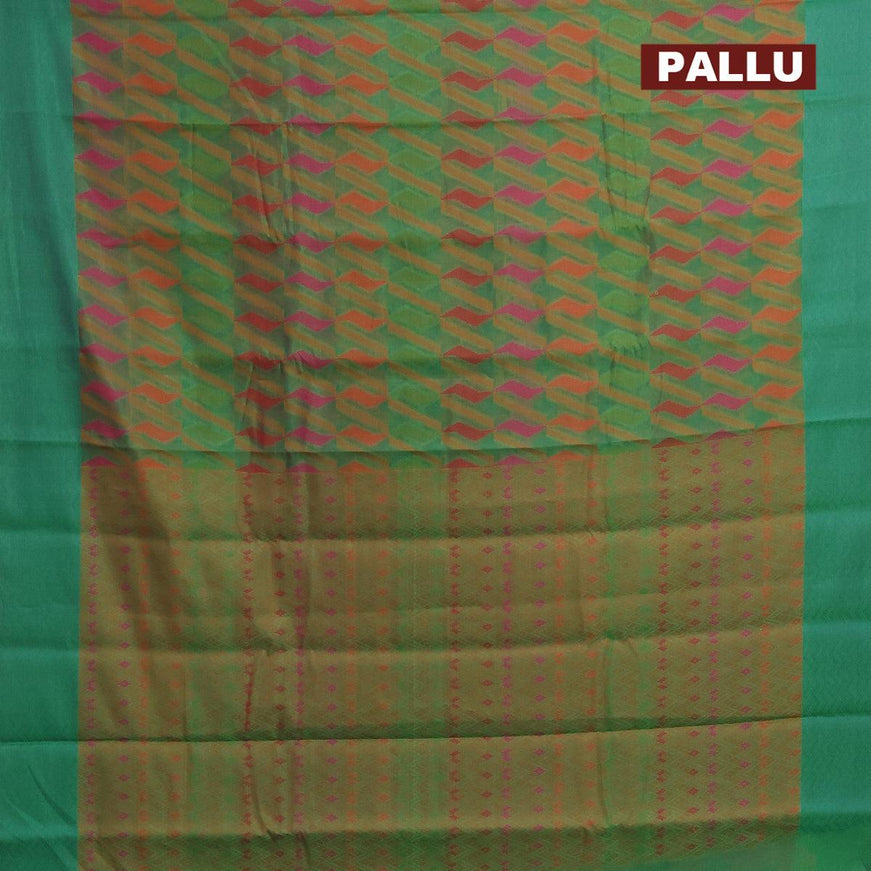 Semi chanderi saree dual shade of green and pink shade with allover thread weaves and woven border - {{ collection.title }} by Prashanti Sarees