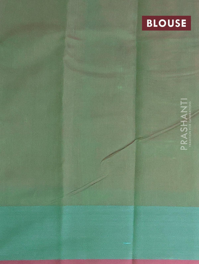 Semi chanderi saree dual shade of green and pink shade with allover thread weaves and woven border - {{ collection.title }} by Prashanti Sarees