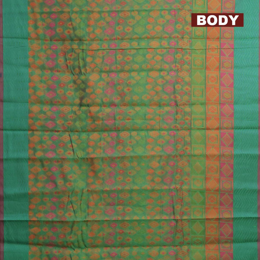 Semi chanderi saree dual shade of green and pink with allover thread weaves and woven border - {{ collection.title }} by Prashanti Sarees