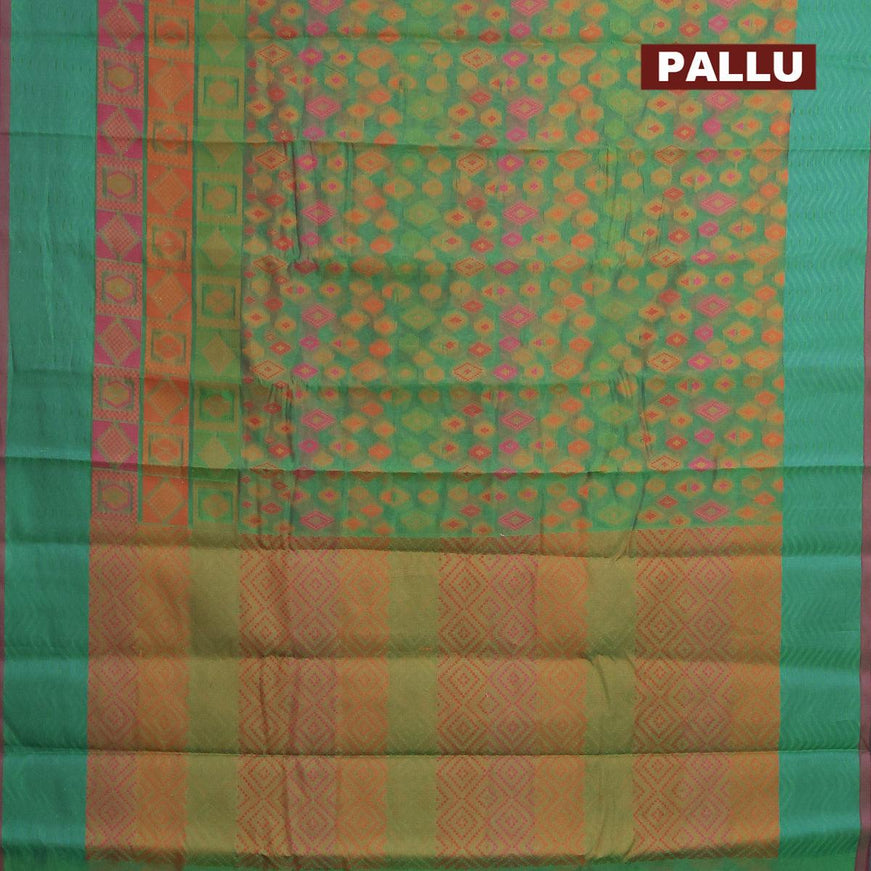 Semi chanderi saree dual shade of green and pink with allover thread weaves and woven border - {{ collection.title }} by Prashanti Sarees