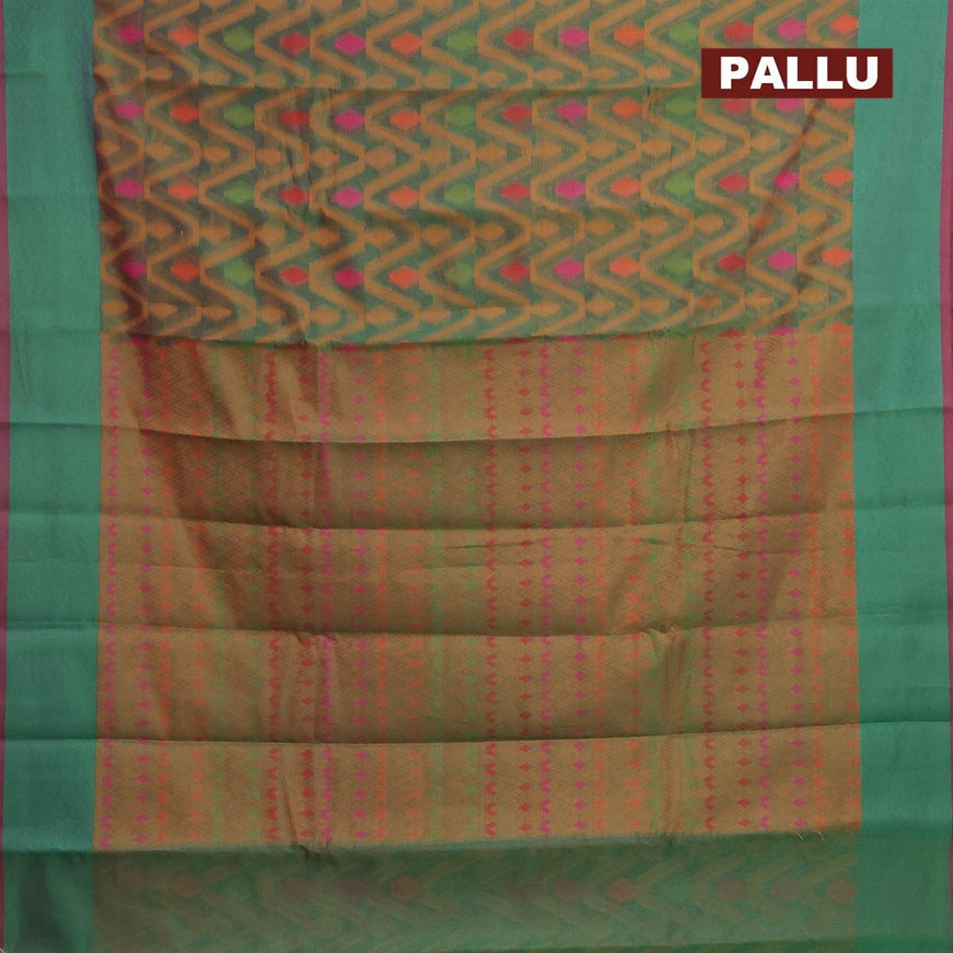 Semi chanderi saree dual shade of greenish pink and with allover thread weaves and woven border - {{ collection.title }} by Prashanti Sarees