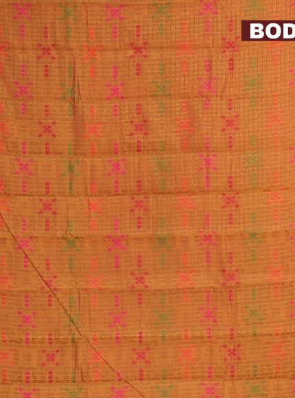 Semi chanderi saree dual shade of mustard yellow and pink shade with allover thread weaves and woven border - {{ collection.title }} by Prashanti Sarees