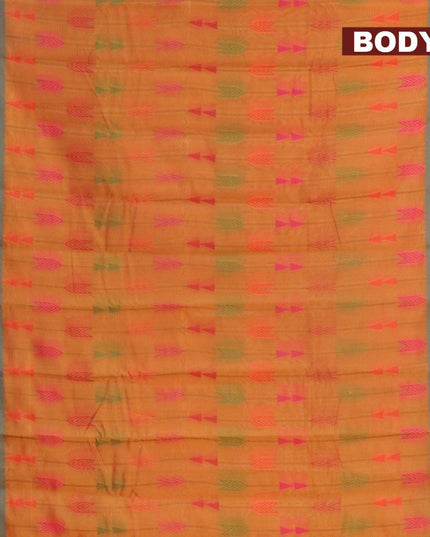 Semi chanderi saree dual shade of mustard yellow and pink shade with allover thread weaves and woven border - {{ collection.title }} by Prashanti Sarees