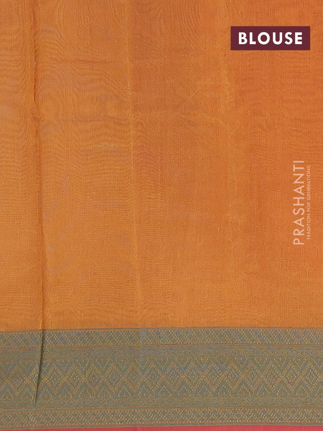 Semi chanderi saree dual shade of mustard yellow and pink shade with allover thread weaves and woven border - {{ collection.title }} by Prashanti Sarees