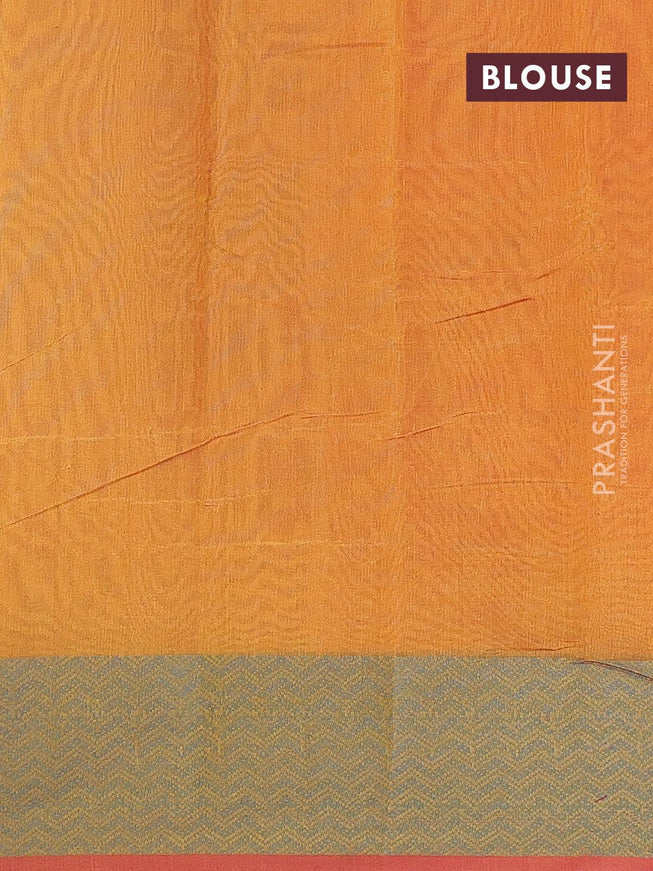 Semi chanderi saree dual shade of mustard yellow and pink shade with allover thread weaves and woven border - {{ collection.title }} by Prashanti Sarees