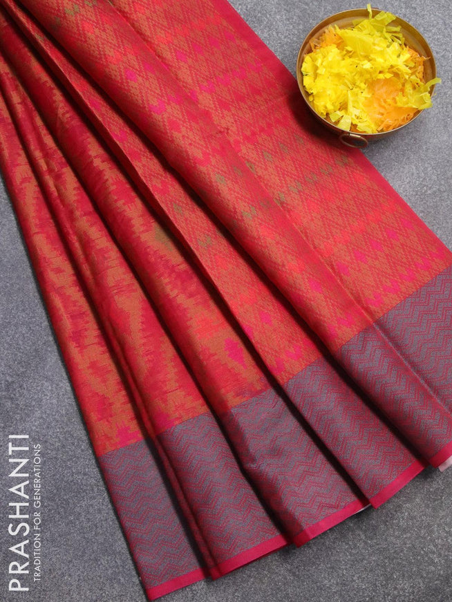 Semi chanderi saree dual shade of pink and with allover thread weaves and woven border - {{ collection.title }} by Prashanti Sarees