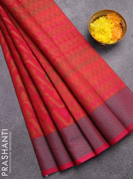 Semi chanderi saree dual shade of pink and with allover thread weaves and woven border - {{ collection.title }} by Prashanti Sarees