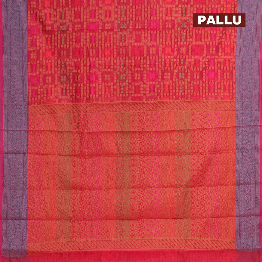 Semi chanderi saree dual shade of pink and with allover thread weaves and woven border - {{ collection.title }} by Prashanti Sarees