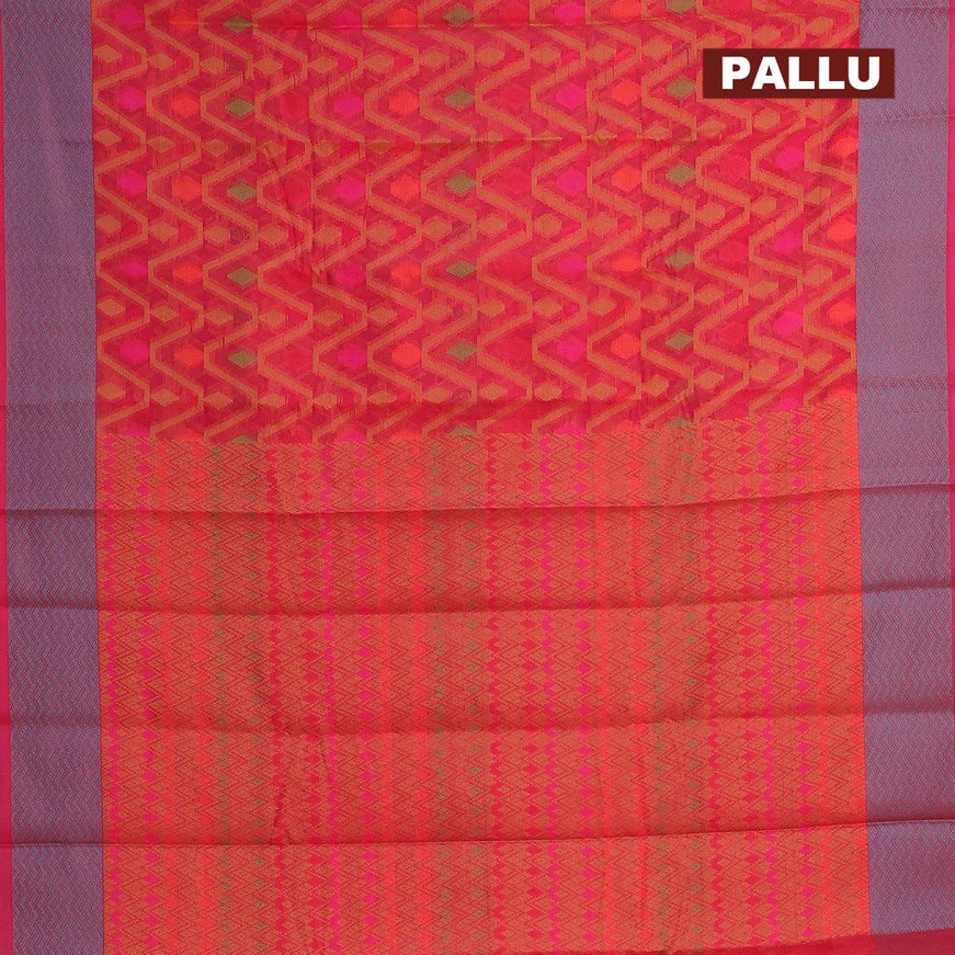 Semi chanderi saree dual shade of pink and with allover thread weaves and woven border - {{ collection.title }} by Prashanti Sarees