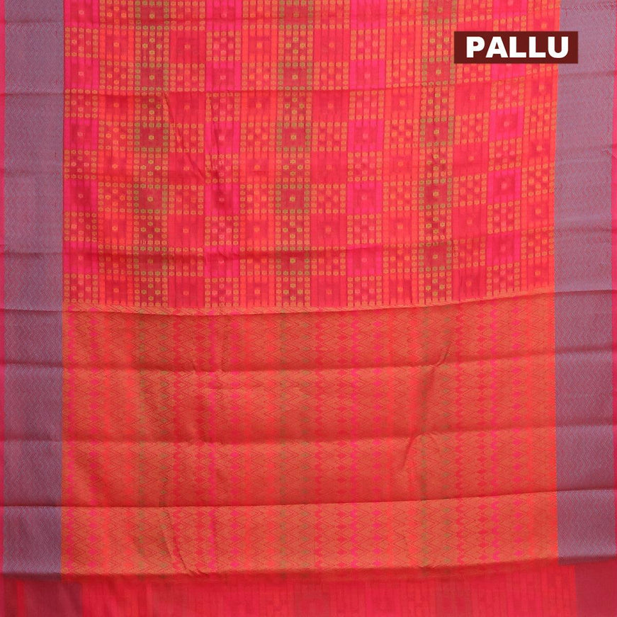 Semi chanderi saree dual shade of reddish pink and with allover thread weaves and woven border - {{ collection.title }} by Prashanti Sarees