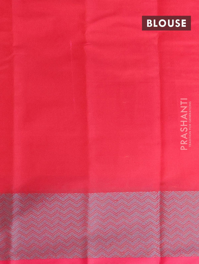 Semi chanderi saree dual shade of reddish pink and with allover thread weaves and woven border - {{ collection.title }} by Prashanti Sarees