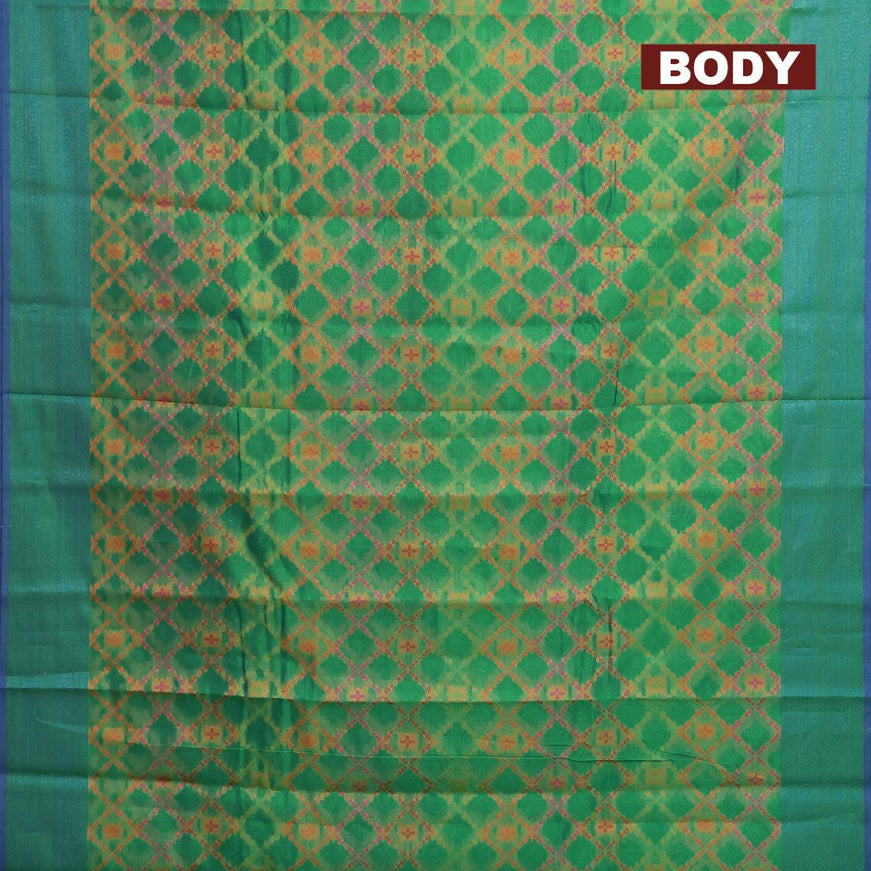 Semi chanderi saree green and blue with allover thread weaves and woven border - {{ collection.title }} by Prashanti Sarees