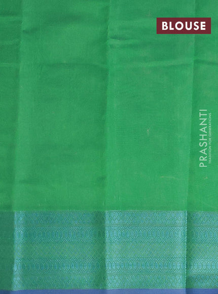 Semi chanderi saree green and blue with allover thread weaves and woven border - {{ collection.title }} by Prashanti Sarees