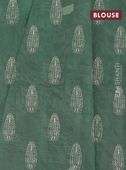 Semi chanderi saree green and brown with allover ajrakh prints and embroidery butta border - {{ collection.title }} by Prashanti Sarees