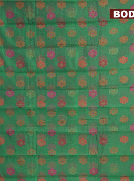 Semi chanderi saree green and pink shade with allover thread weaves and woven border - {{ collection.title }} by Prashanti Sarees