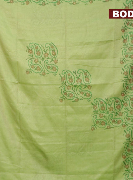 Semi chanderi saree green shade with allover ikat weaves and zari woven piping border - {{ collection.title }} by Prashanti Sarees