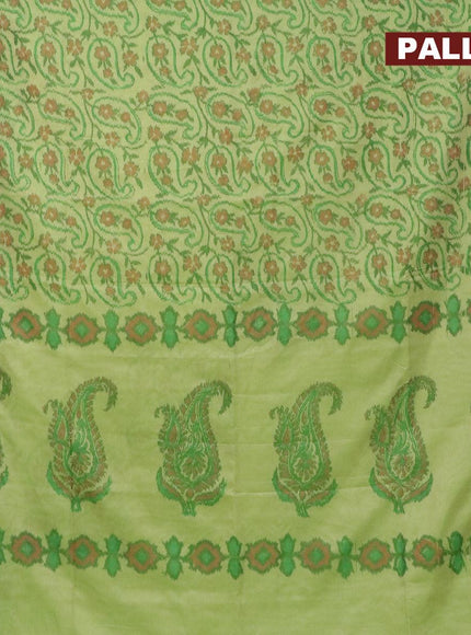 Semi chanderi saree green shade with allover ikat weaves and zari woven piping border - {{ collection.title }} by Prashanti Sarees