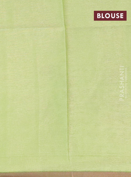 Semi chanderi saree green shade with allover ikat weaves and zari woven piping border - {{ collection.title }} by Prashanti Sarees