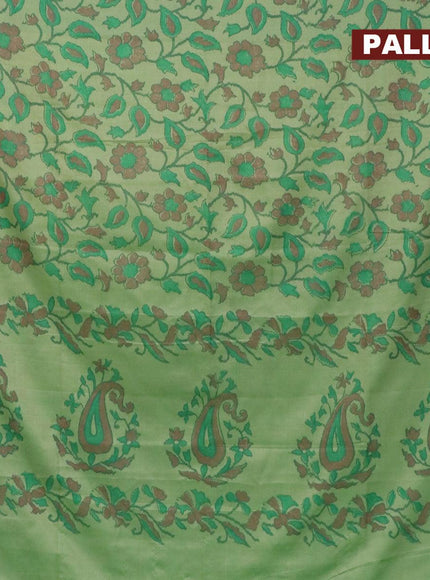 Semi chanderi saree green with allover ikat weaves and zari woven piping border - {{ collection.title }} by Prashanti Sarees