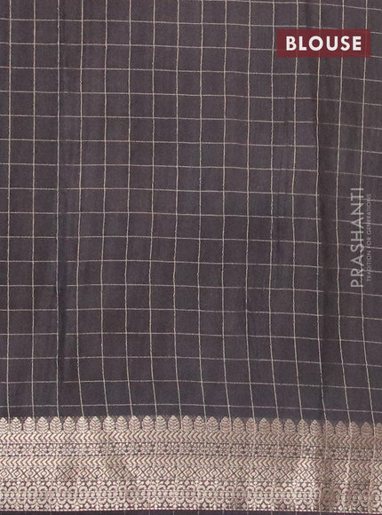 Semi chanderi saree grey and black with allover prints & zari checked pattern and zari woven border - {{ collection.title }} by Prashanti Sarees