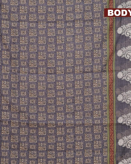 Semi chanderi saree grey with allover batik prints and embroidery butta border - {{ collection.title }} by Prashanti Sarees
