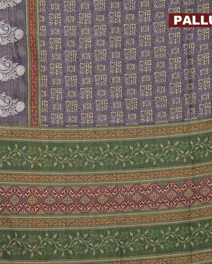 Semi chanderi saree grey with allover batik prints and embroidery butta border - {{ collection.title }} by Prashanti Sarees