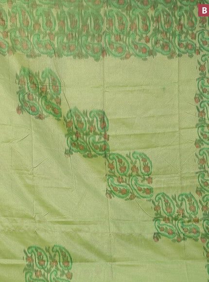 Semi chanderi saree light green with allover ikat weaves and zari woven piping border - {{ collection.title }} by Prashanti Sarees