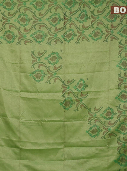 Semi chanderi saree light green with allover ikat weaves and zari woven piping border - {{ collection.title }} by Prashanti Sarees