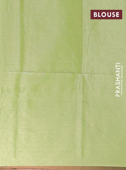 Semi chanderi saree light green with allover ikat weaves and zari woven piping border - {{ collection.title }} by Prashanti Sarees