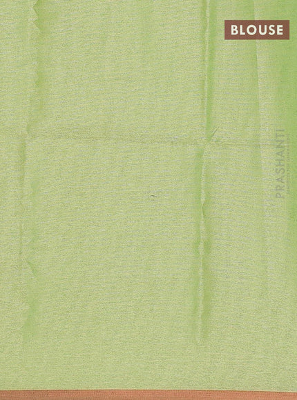 Semi chanderi saree light green with allover ikat weaves and zari woven piping border - {{ collection.title }} by Prashanti Sarees