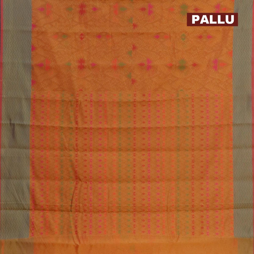 Semi chanderi saree mustard yellow and pink shade with allover thread weaves and woven border - {{ collection.title }} by Prashanti Sarees