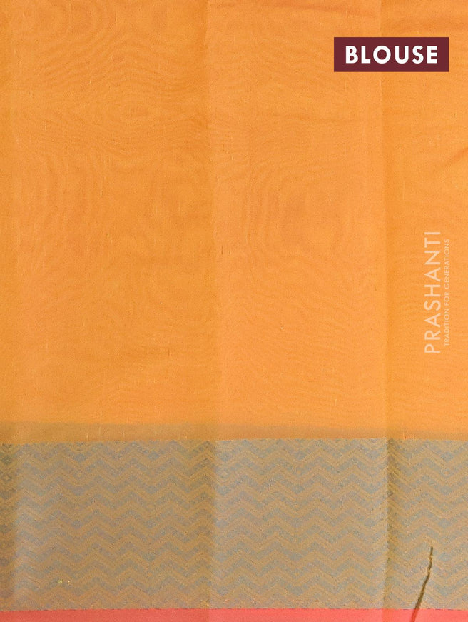 Semi chanderi saree mustard yellow and pink shade with allover thread weaves and woven border - {{ collection.title }} by Prashanti Sarees