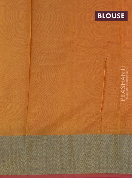 Semi chanderi saree mustard yellow and pink with allover thread weaves and woven border - {{ collection.title }} by Prashanti Sarees