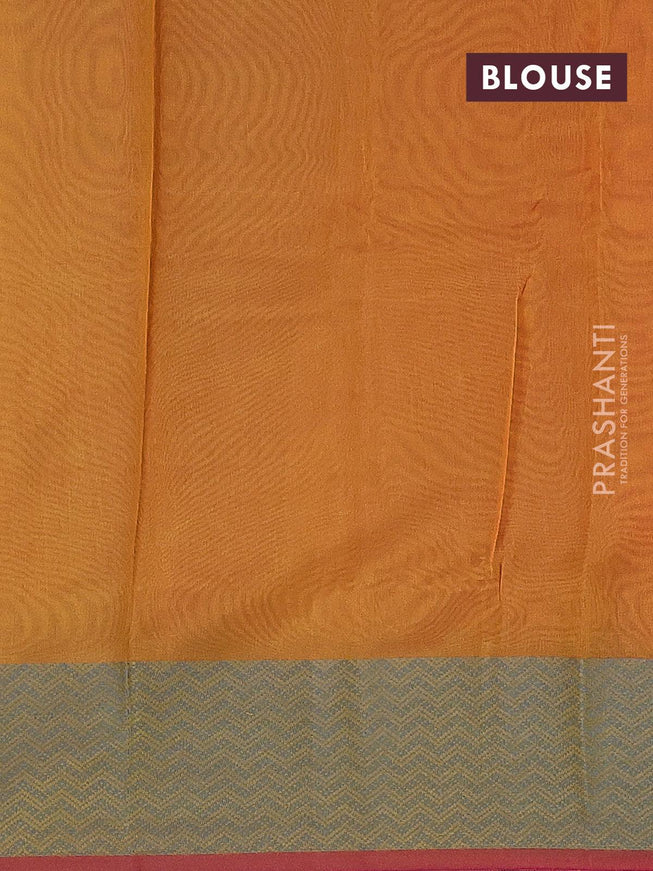 Semi chanderi saree mustard yellow and pink with allover thread weaves and woven border - {{ collection.title }} by Prashanti Sarees