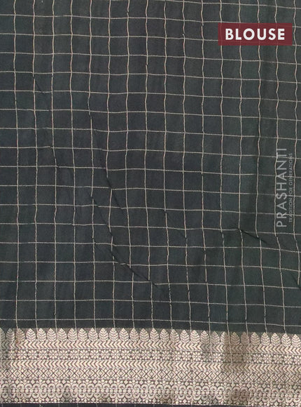 Semi chanderi saree pastel green and black with allover paisley prints & zari checked pattern and zari woven border - {{ collection.title }} by Prashanti Sarees