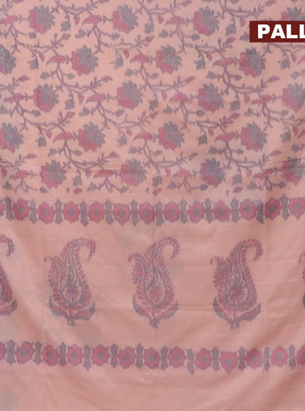 Semi chanderi saree pastel pink with allover ikat weaves and zari woven piping border - {{ collection.title }} by Prashanti Sarees