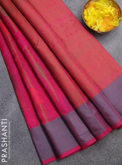 Semi chanderi saree pink and with allover thread weaves and woven border - {{ collection.title }} by Prashanti Sarees