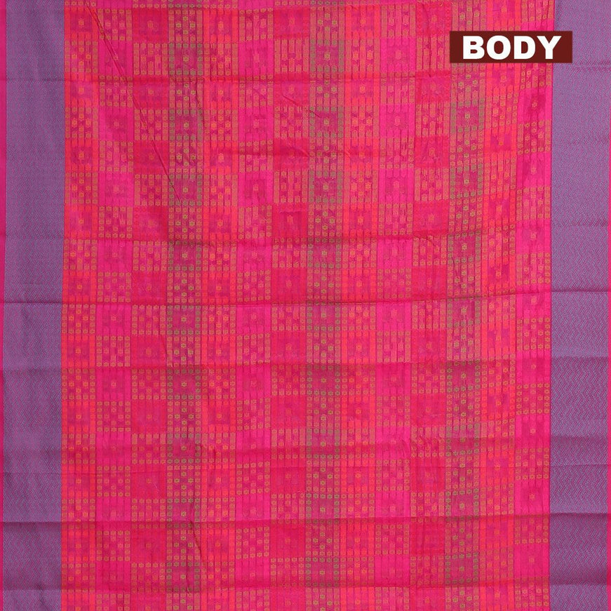 Semi chanderi saree pink and with allover thread weaves and woven border - {{ collection.title }} by Prashanti Sarees