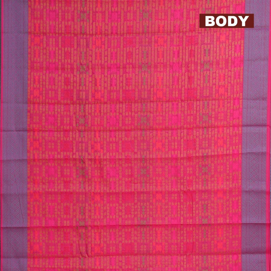 Semi chanderi saree pink and with allover thread weaves and woven border - {{ collection.title }} by Prashanti Sarees