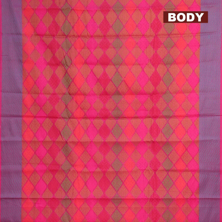 Semi chanderi saree pink and with allover thread weaves and woven border - {{ collection.title }} by Prashanti Sarees