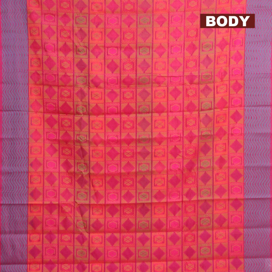 Semi chanderi saree pink and with allover thread weaves and woven border - {{ collection.title }} by Prashanti Sarees