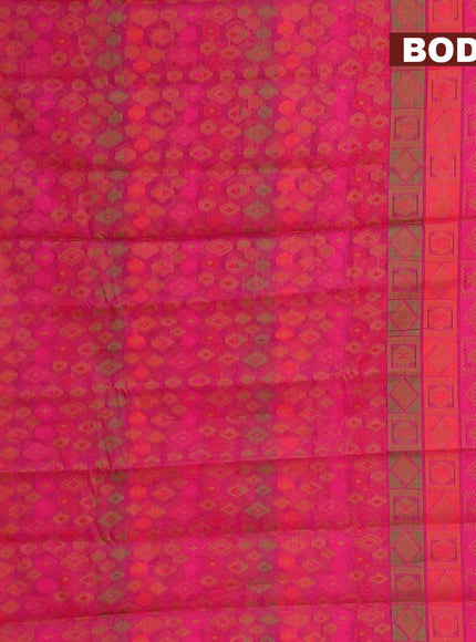 Semi chanderi saree pink and with allover thread weaves and woven border - {{ collection.title }} by Prashanti Sarees