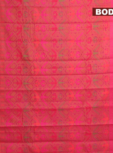 Semi chanderi saree pink and with allover thread weaves and woven border - {{ collection.title }} by Prashanti Sarees