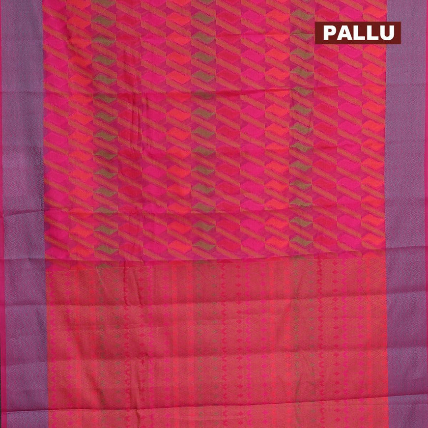 Semi chanderi saree pink and with allover thread weaves and woven border - {{ collection.title }} by Prashanti Sarees