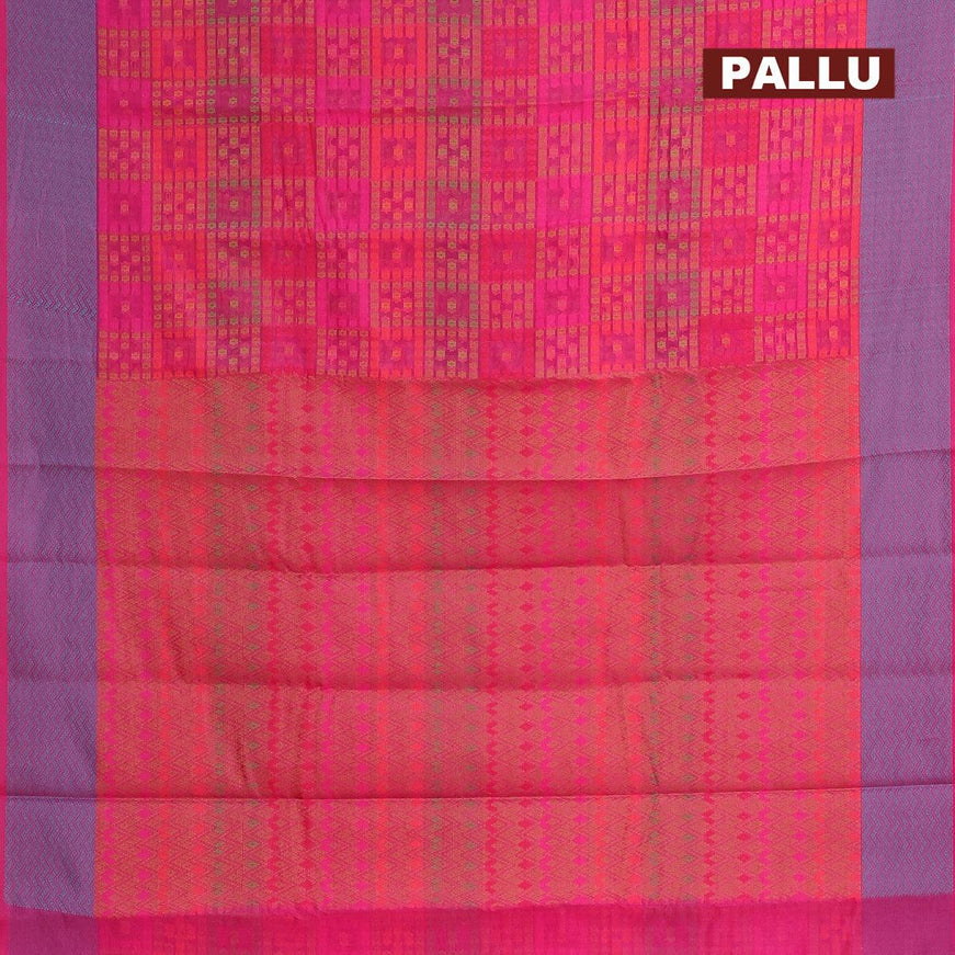 Semi chanderi saree pink and with allover thread weaves and woven border - {{ collection.title }} by Prashanti Sarees