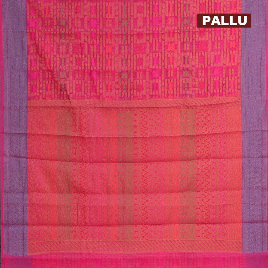 Semi chanderi saree pink and with allover thread weaves and woven border - {{ collection.title }} by Prashanti Sarees